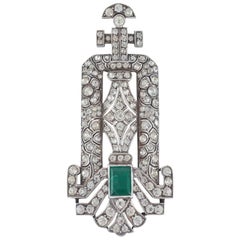 Silver and paste pendant with emerald paste stone France, 1920s