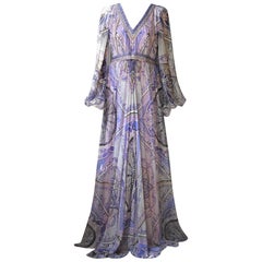 Emilio Pucci Printed Silk Chiffon Gown Dress