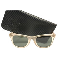 Rare Ray Ban The Wayfarer Frosted B&L G15 Grey Lenses USA 80's Sunglasses