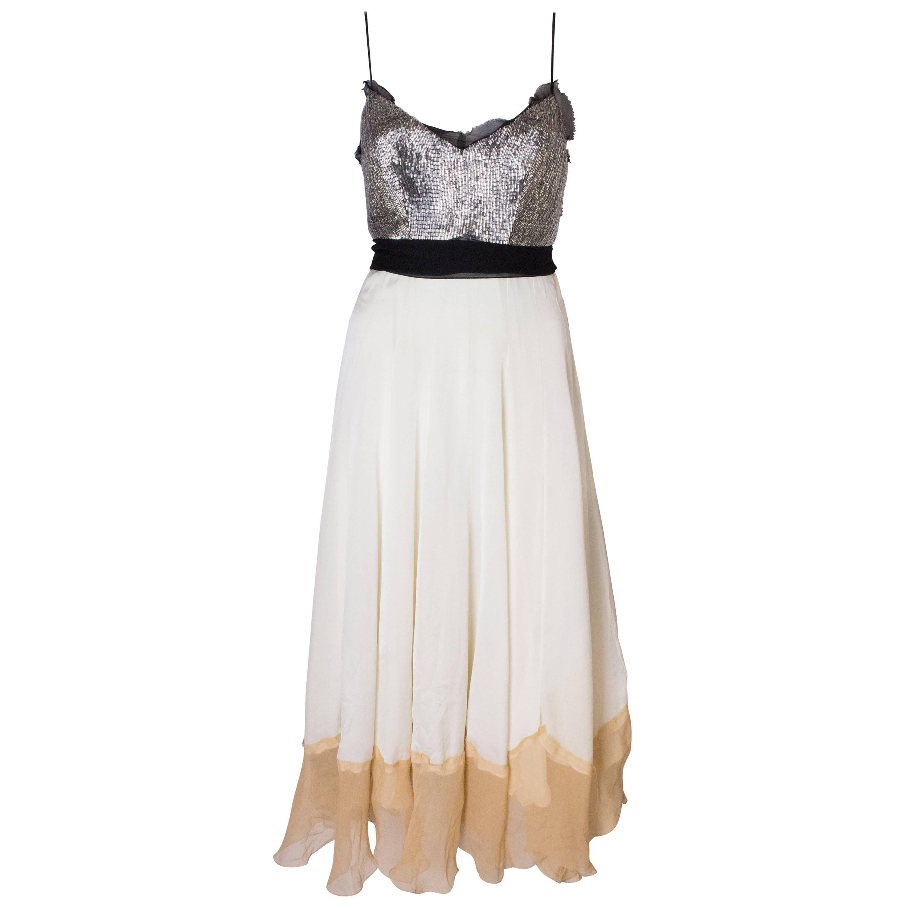 A Vintage 1990s silk chiffon and beaded party dress by Chloe 