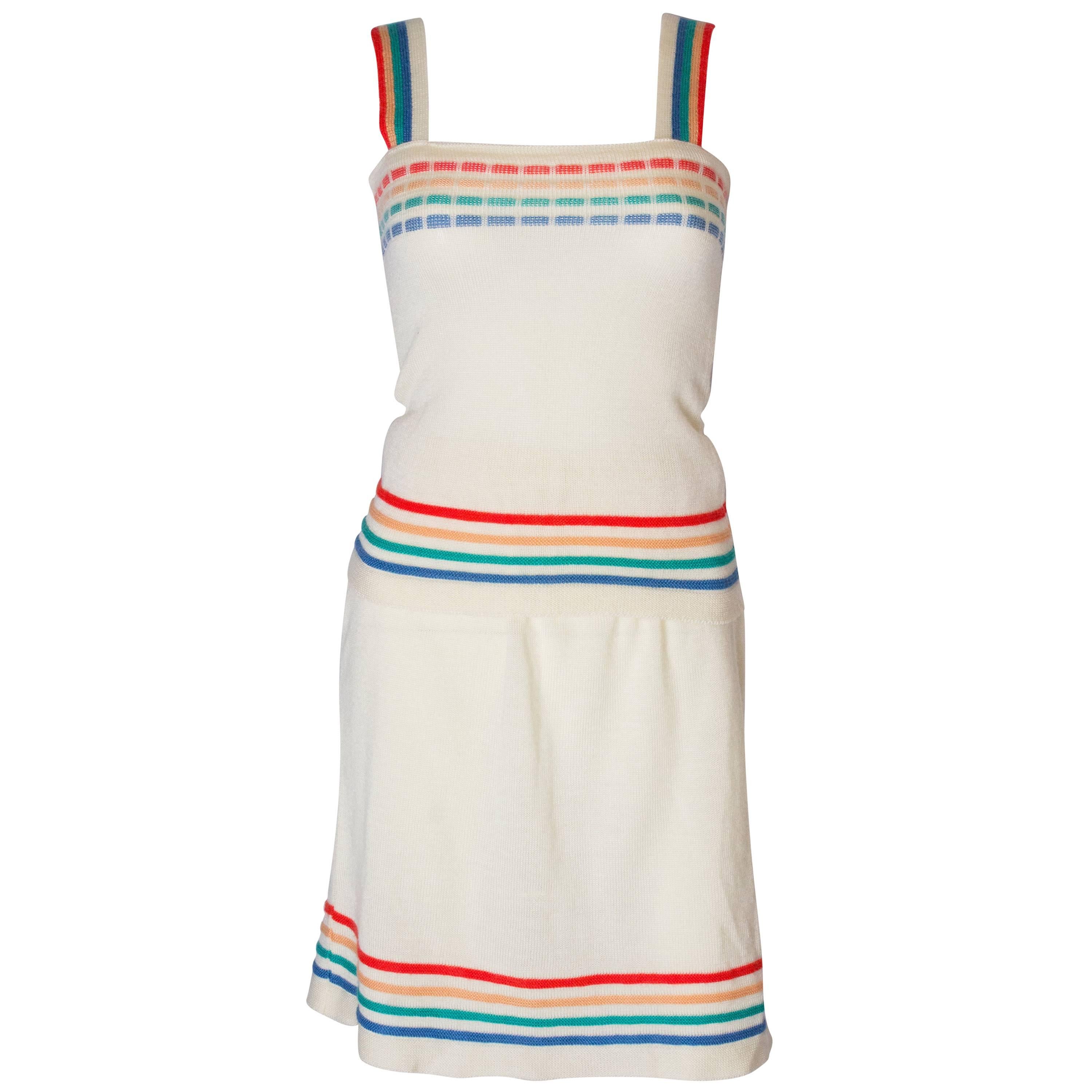  A Vintage 1960s rainbow knitted two piece a skirt and top 