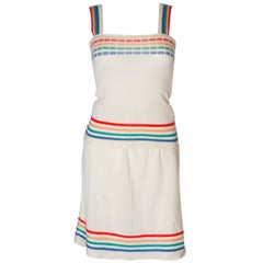 A Vintage 1960s rainbow knitted two piece a skirt and top