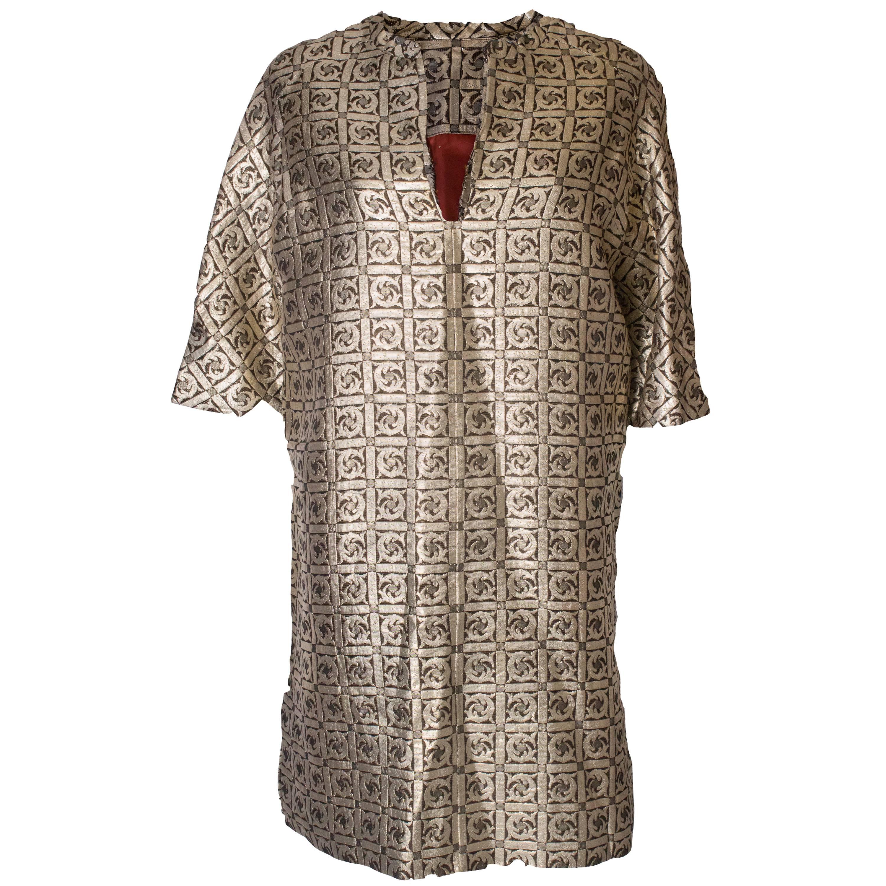 A Vintage 1970s Gold brocade Tunic dress 