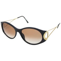 Retro Christian Dior Black and Gold 2661 Sunglasses, 1980s  