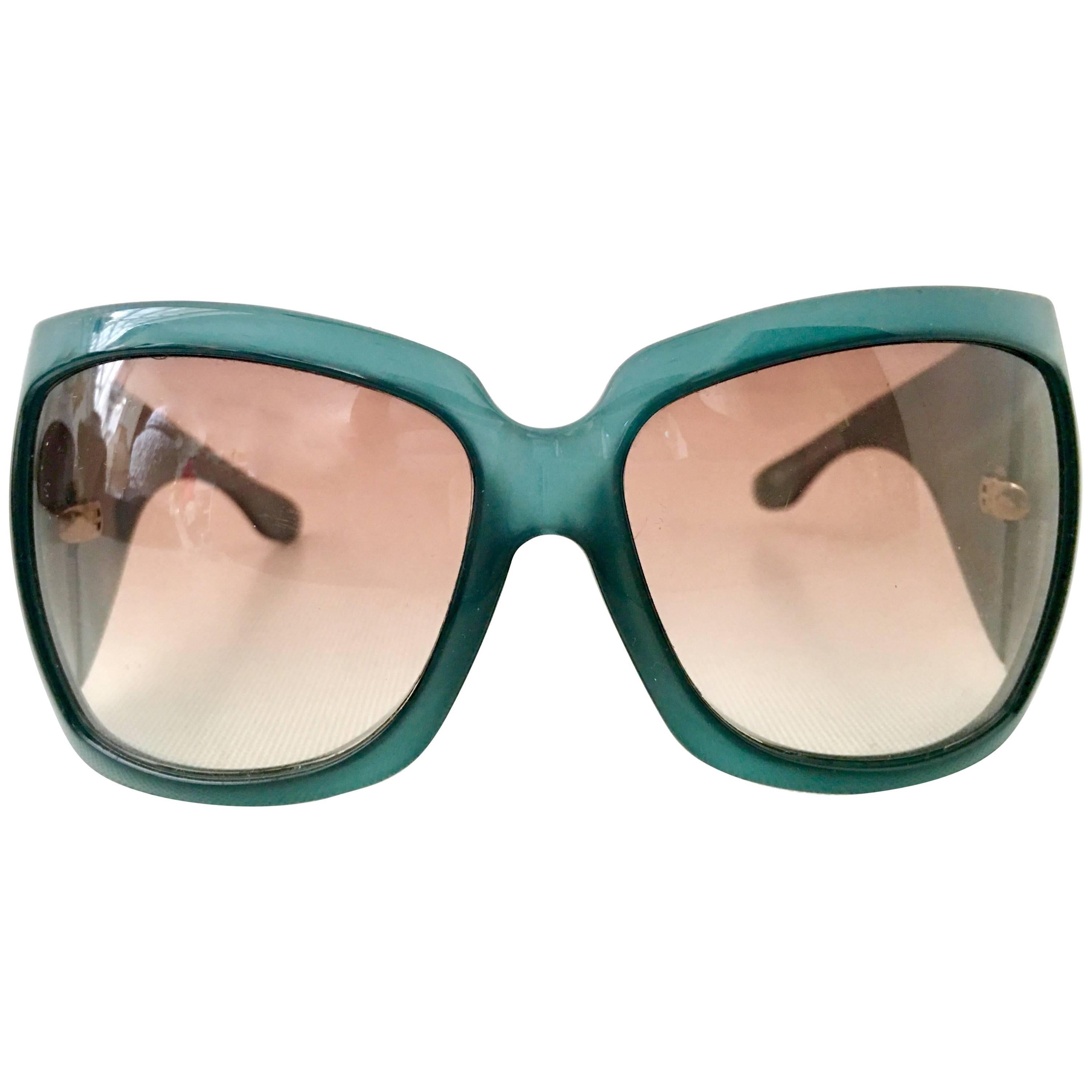 2007 Gucci Teal Oversized Logo Sunglasses-Italy
