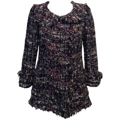 Chanel Multicolor Tweed Jacket with Red and White Crystals and Gripoix Buttons