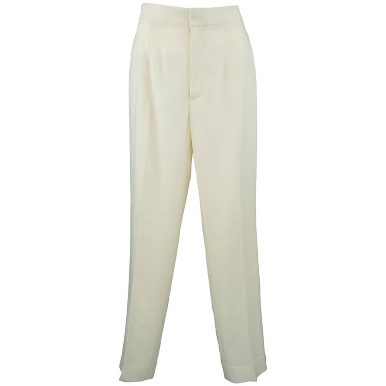 RALPH LAUREN Size 6 Cream Wool Tapered Dress Pants at 1stDibs | cream ...
