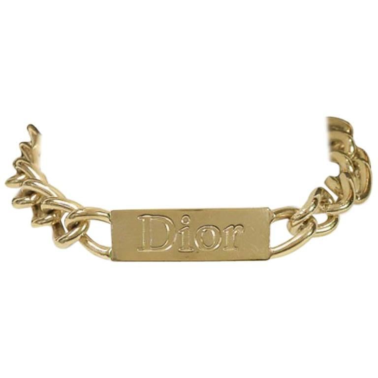 Christian Dior Gold Nameplate Choker