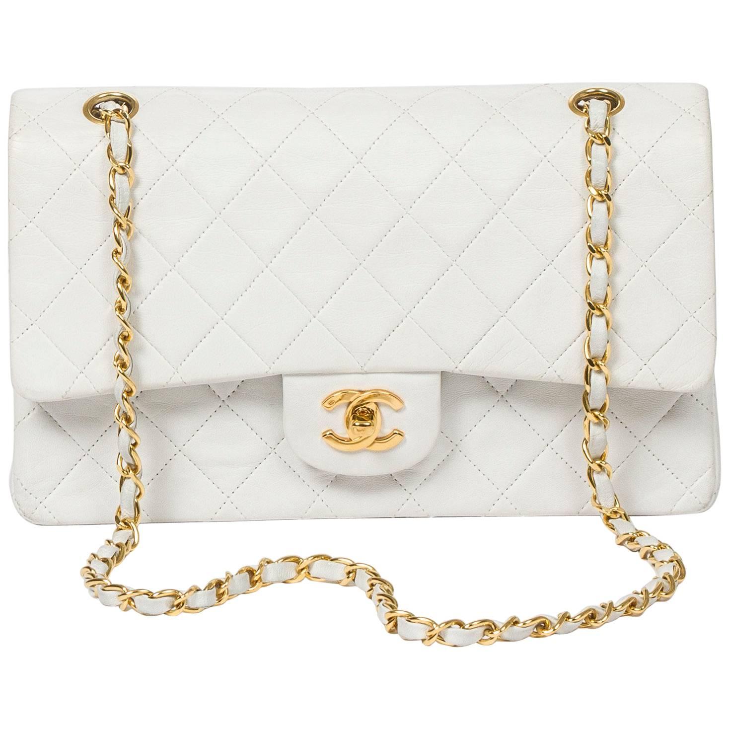 Chanel Classic Double Flap White Leather 26cm