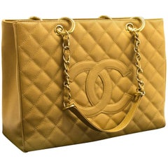 Chanel Caviar GST 13 Inch Beige Grand Shopping Tote Chain Shoulder Bag