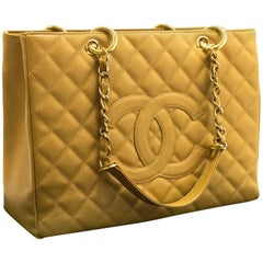 Chanel Caviar GST 13 Inch Beige Grand Shopping Tote Chain Shoulder Bag 