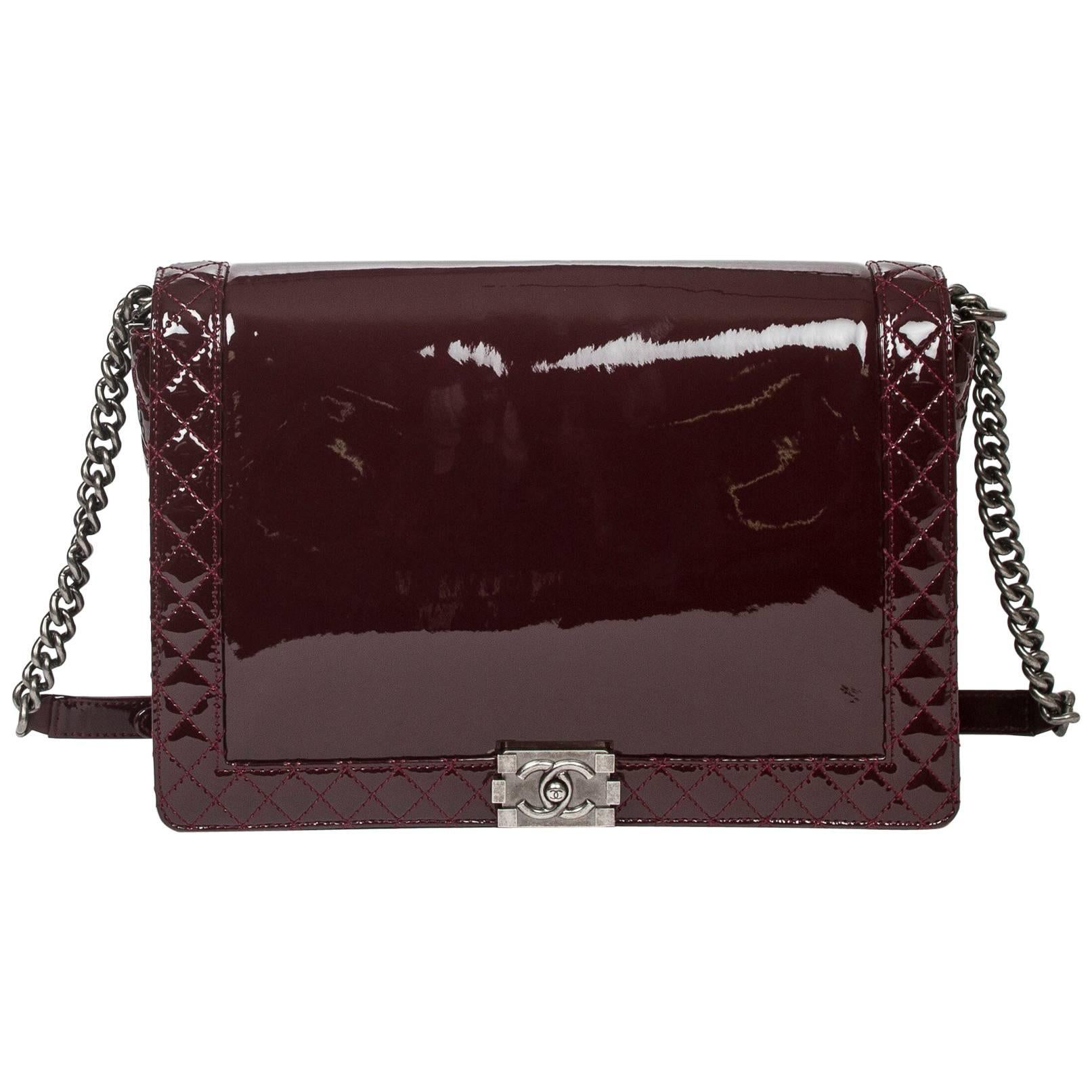 Chanel Boy Reverso Mahogany Leather Bag