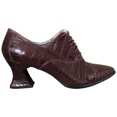 Susan Bennis Warren Edwards Vintage Brown Alligator Pumps