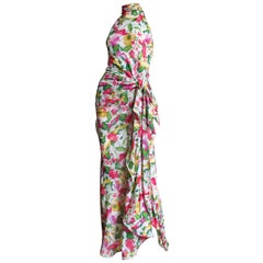 1980s Valentino Boutique Silk Flower Maxi Dress