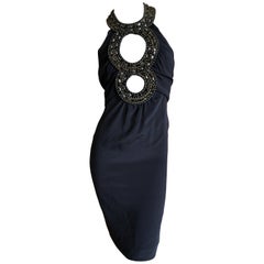 Azzaro Iconic Keyhole Backless Dress with Crystal and Cording Details