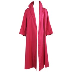 Hattie Carnegie 1950's Shocking Pink Silk Swing Coat