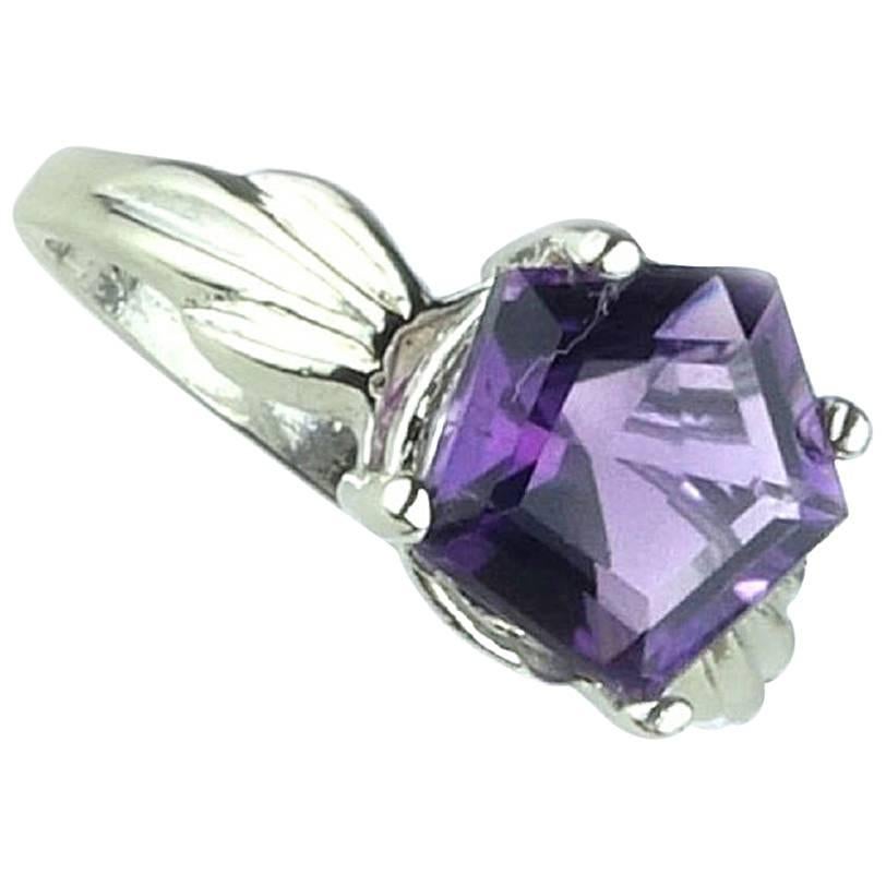 Amethyst and Sterling Silver Ring  February Birthstone