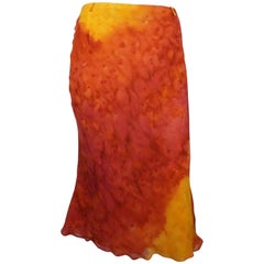 Christian Dior Silk Chiffon Burnt Orange/Yellow Skirt - 10 