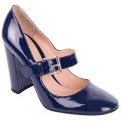 Gianvito Rossi Womens Blue Patent Round Toe Mary Jane Pumps