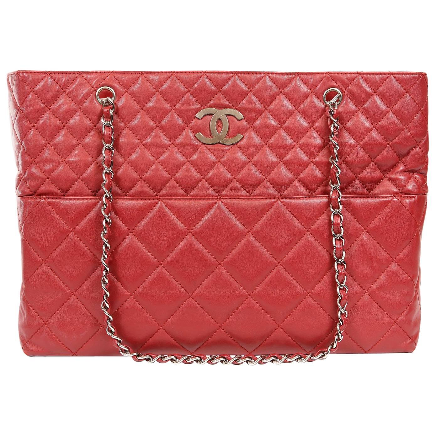 Chanel Red Leather XXL Tote Bag