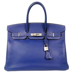 Hermès Bleu Electrique Epsom Bi Color 35 cm Birkin Bag- Mykonos Blue Interior