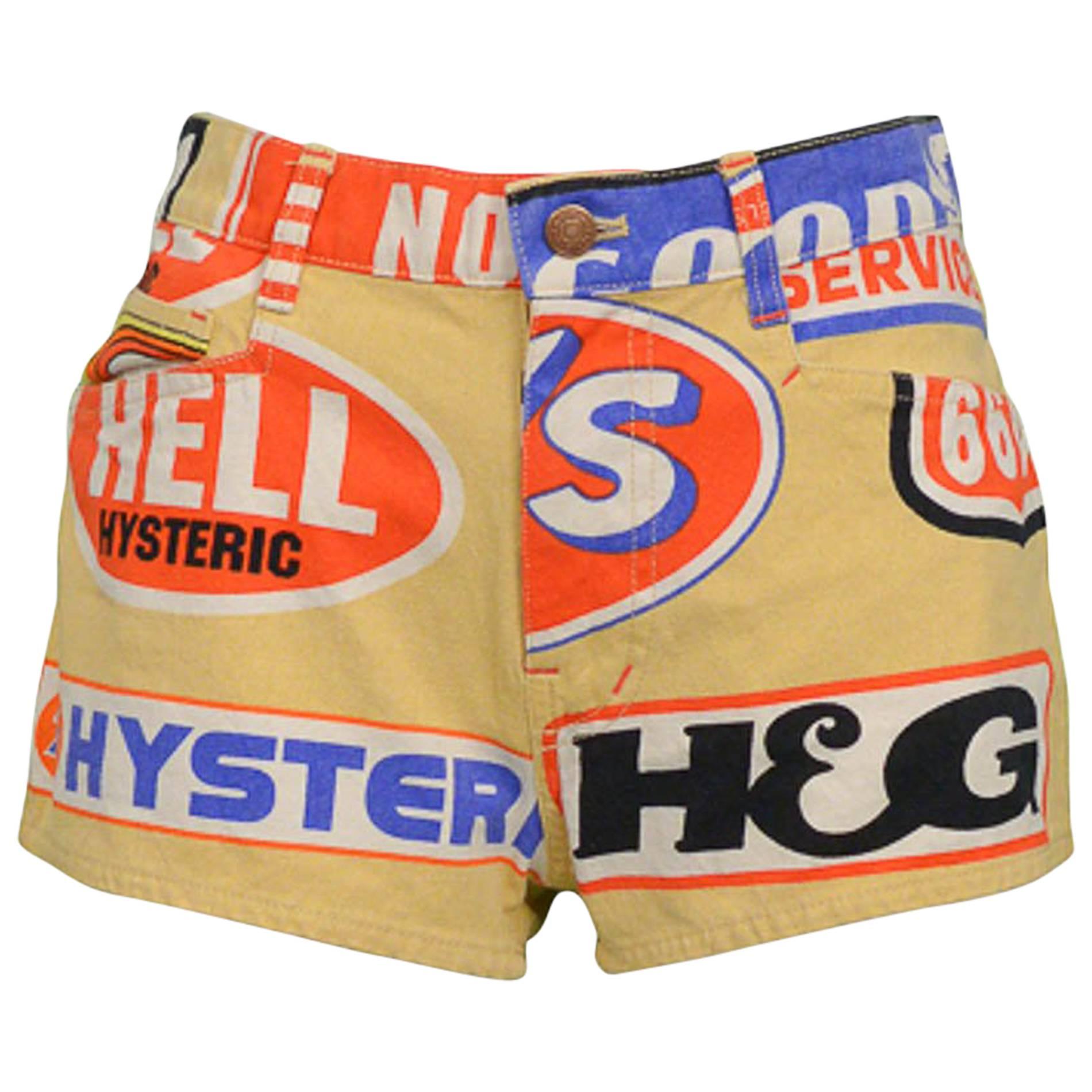 Vintage Hysteric Glamour 1990s Tan Logo Denim Shorts