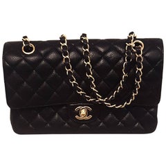 Chanel 2.55 Black Caviar Quilted Medium Double Flap Bag