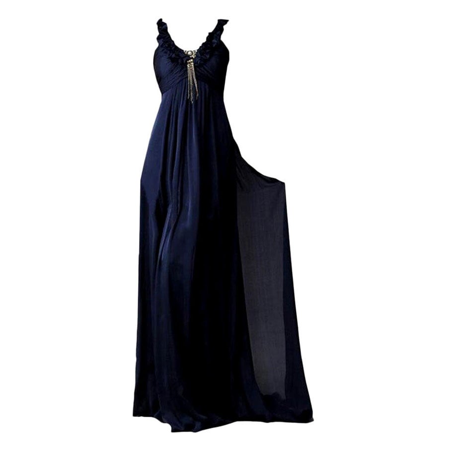 New Badgley Mischka Silk Evening Dress Gown Sz 4