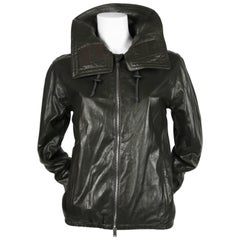 CELINE by Phoebe Philo hooded dark green leather jacket