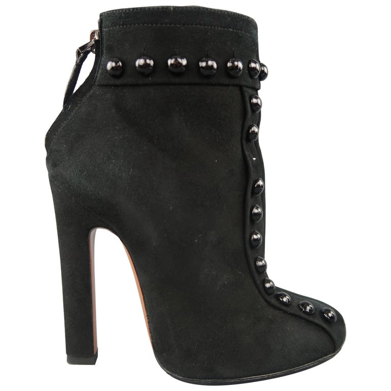 ALAIA Size 6.5 Black Suede Buttoned High Heel Ankle Boots at 1stDibs ...