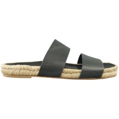 Herren BALENCIAGA Größe 10 Schwarze Espadrille-Sandalen aus Leder