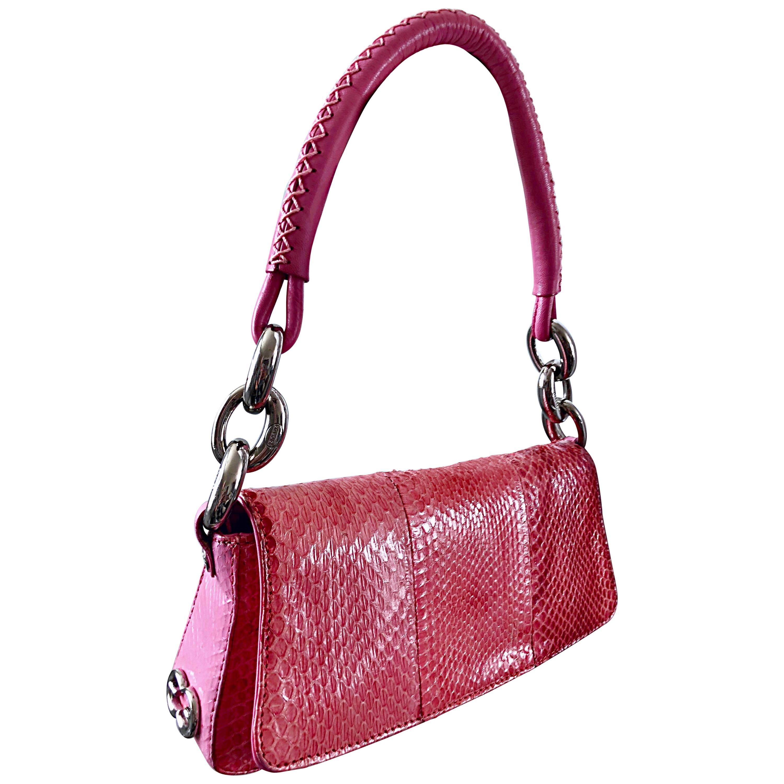 Escada 2000s Pink Python Snake Skin Evening Shoulder Bag Purse