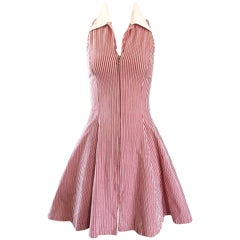 Angelo Tarlazzi Vintage Red and White Seersucker Nautical Striped Dress, 1990s