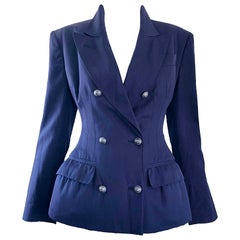 Madonna’s Rare Jean Paul Gaultier 1988 Navy Padded Retro Blazer 80s Jacket