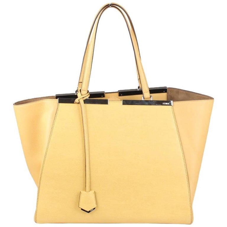 FENDI Cream Leather Large 3Jours Tote Shopping Bag For Sale at 1stDibs ...