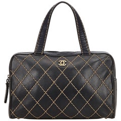 Chanel Black Surpique Leather Handbag