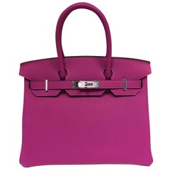 Hermes Birkin Bag Rose Pourpre 30 togo palladium hardware