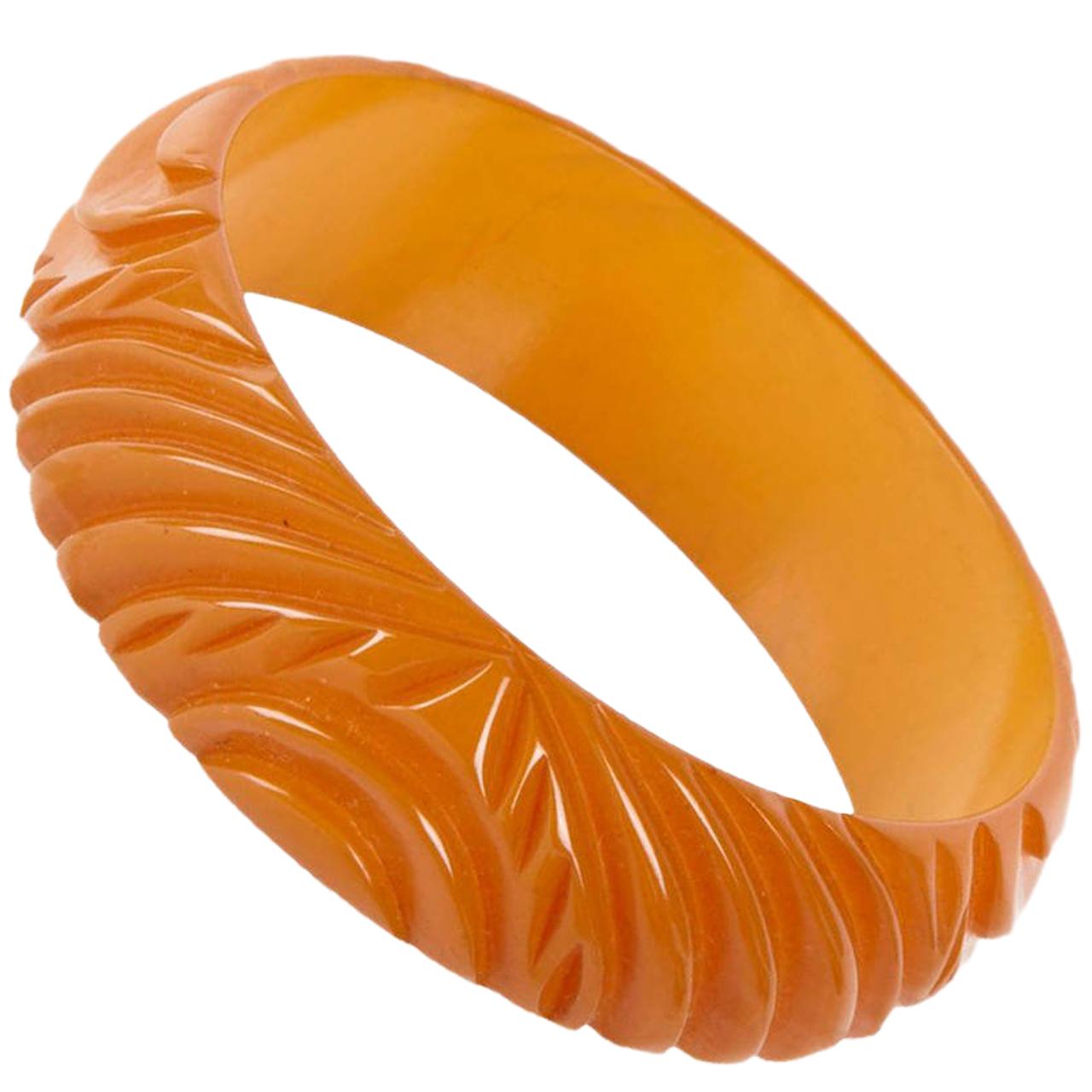 Mango Bakelite Carved Bangle For Sale