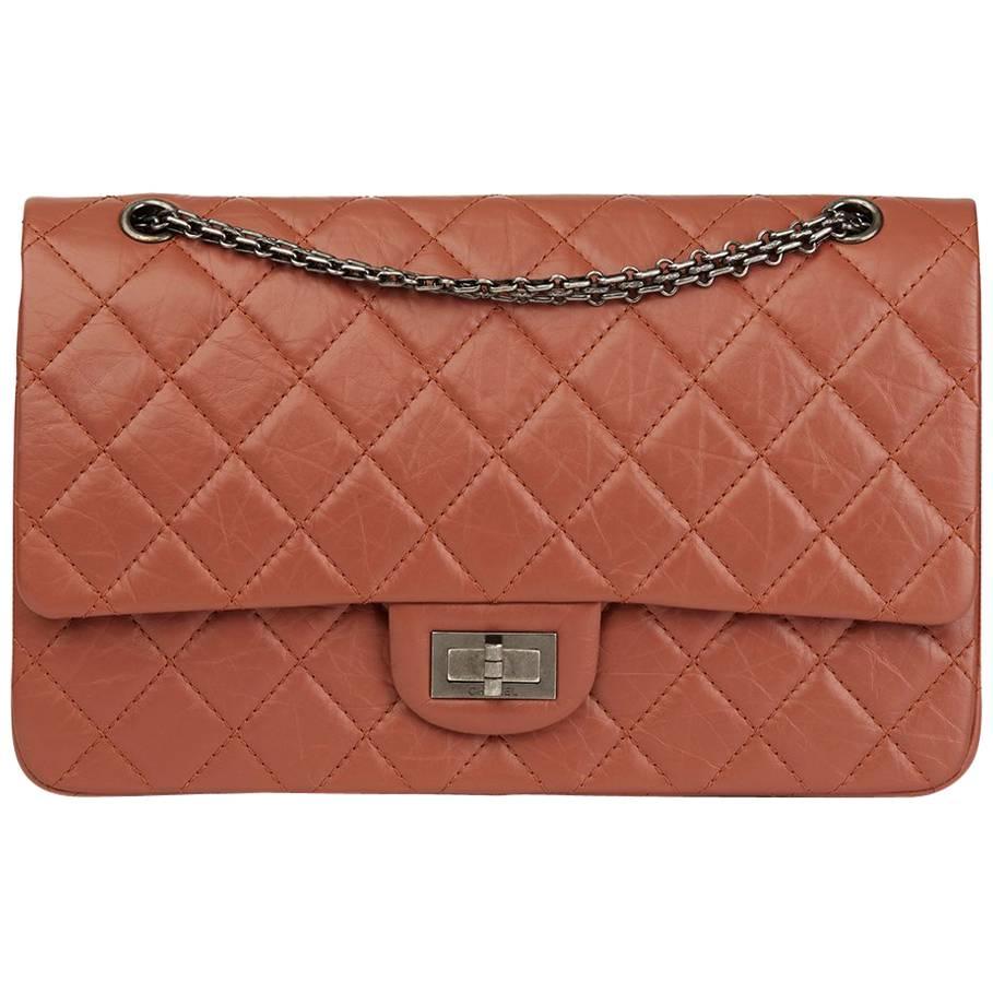 2014 Chanel Brick Aged Calfskin Leather 2.55 Reissue 227 Double Double Flap Bag