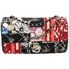 Chanel Classic Single Flap Tasche gesteppt Patchwork gedruckt Jersey Jumbo