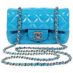 Chanel Turquoise Patent Leather Mini Classic Flap Bag