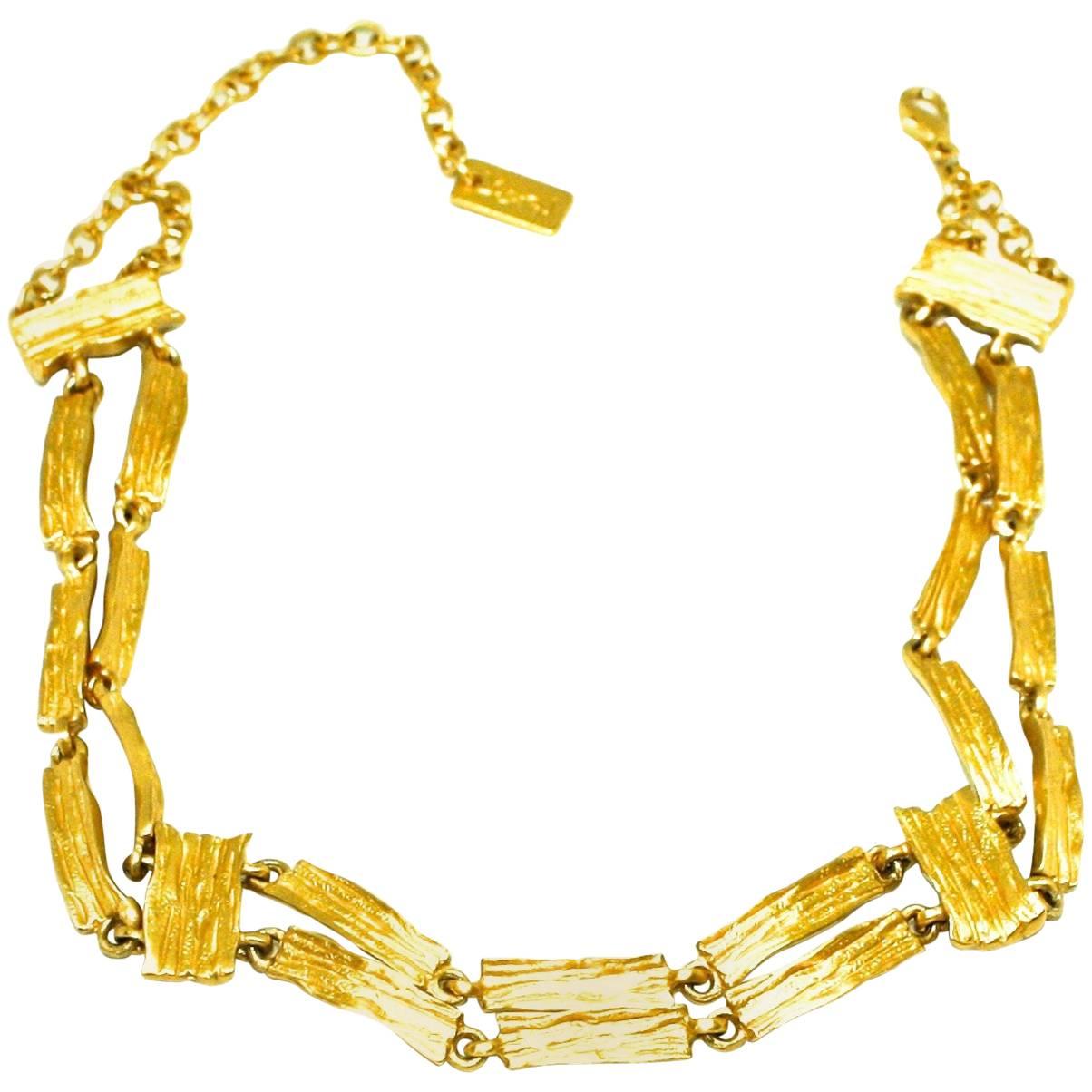 Yves St Laurent Brushed Gold Plated Choker  For Sale