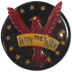 Vintage 1930s Bakelite Patriotic Eagle Win The War Brooch Pin