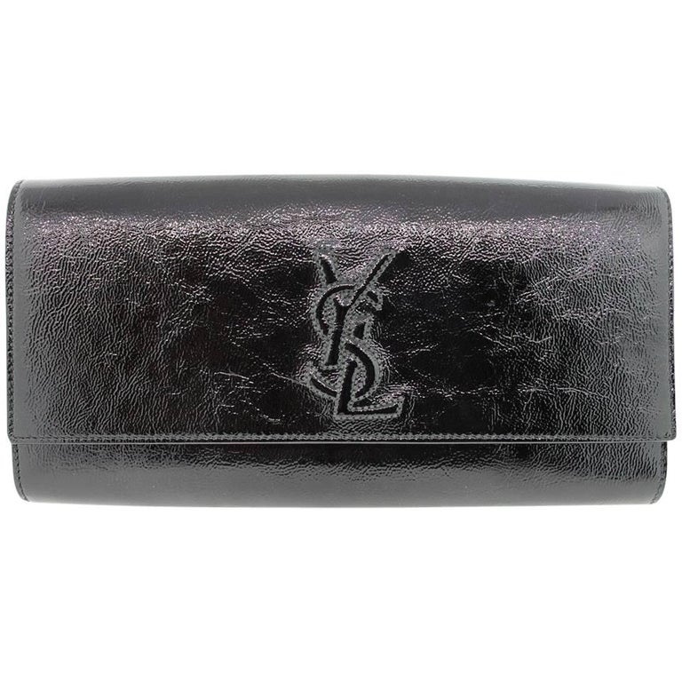 YSL Yves Saint Laurent Belle De Jour Black Patent Leather Clutch at