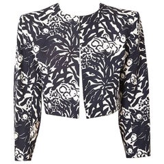 Yves Saint Laurent Black and White Patterned Cropped Jacket