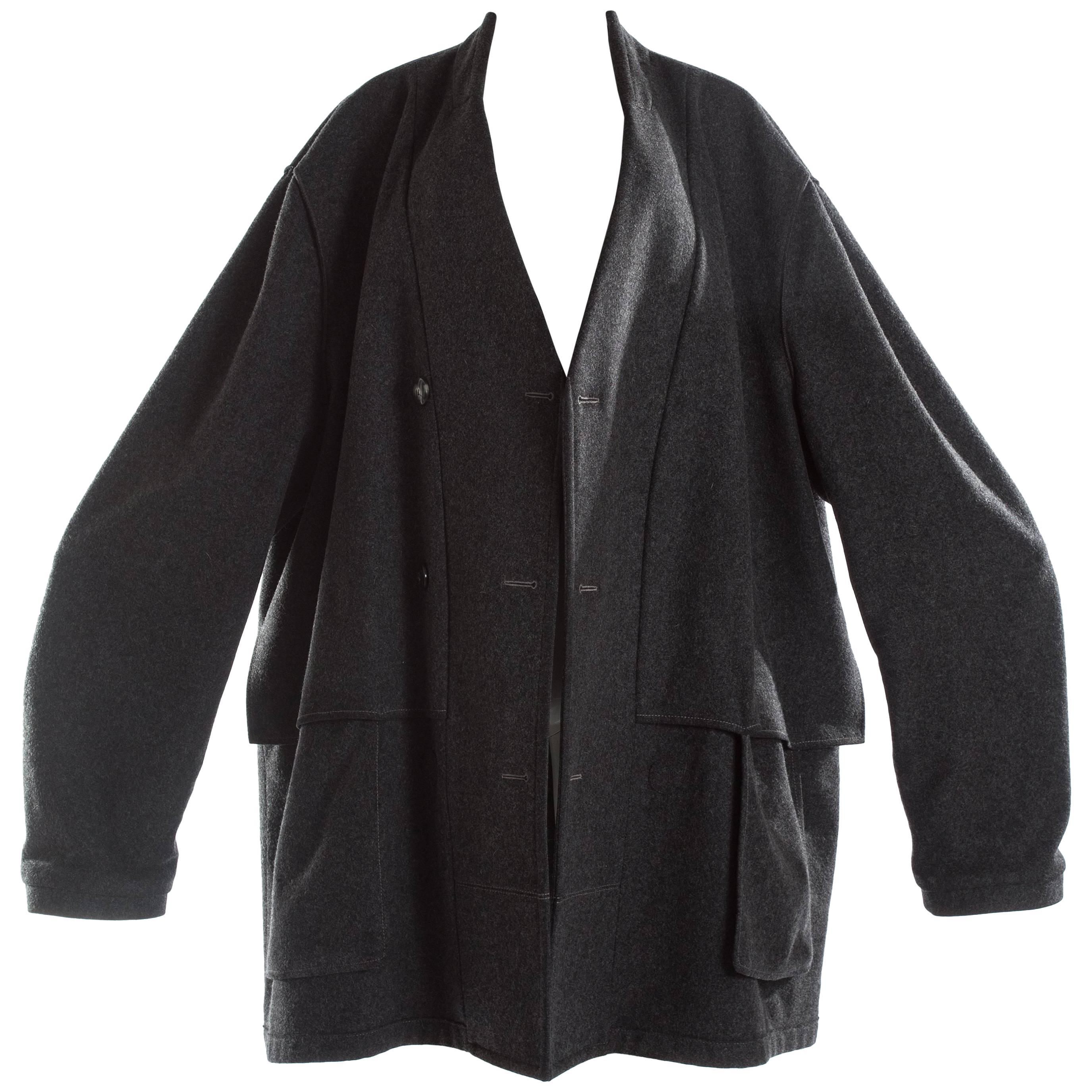 Margiela charcoal melton wool overcoat, A / W 2000