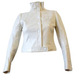 1970s Courreges Monochromatic White Vinyl Jacket