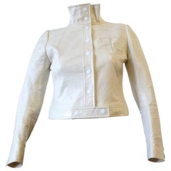 1970s Courreges Monochromatic White Vinyl Jacket 