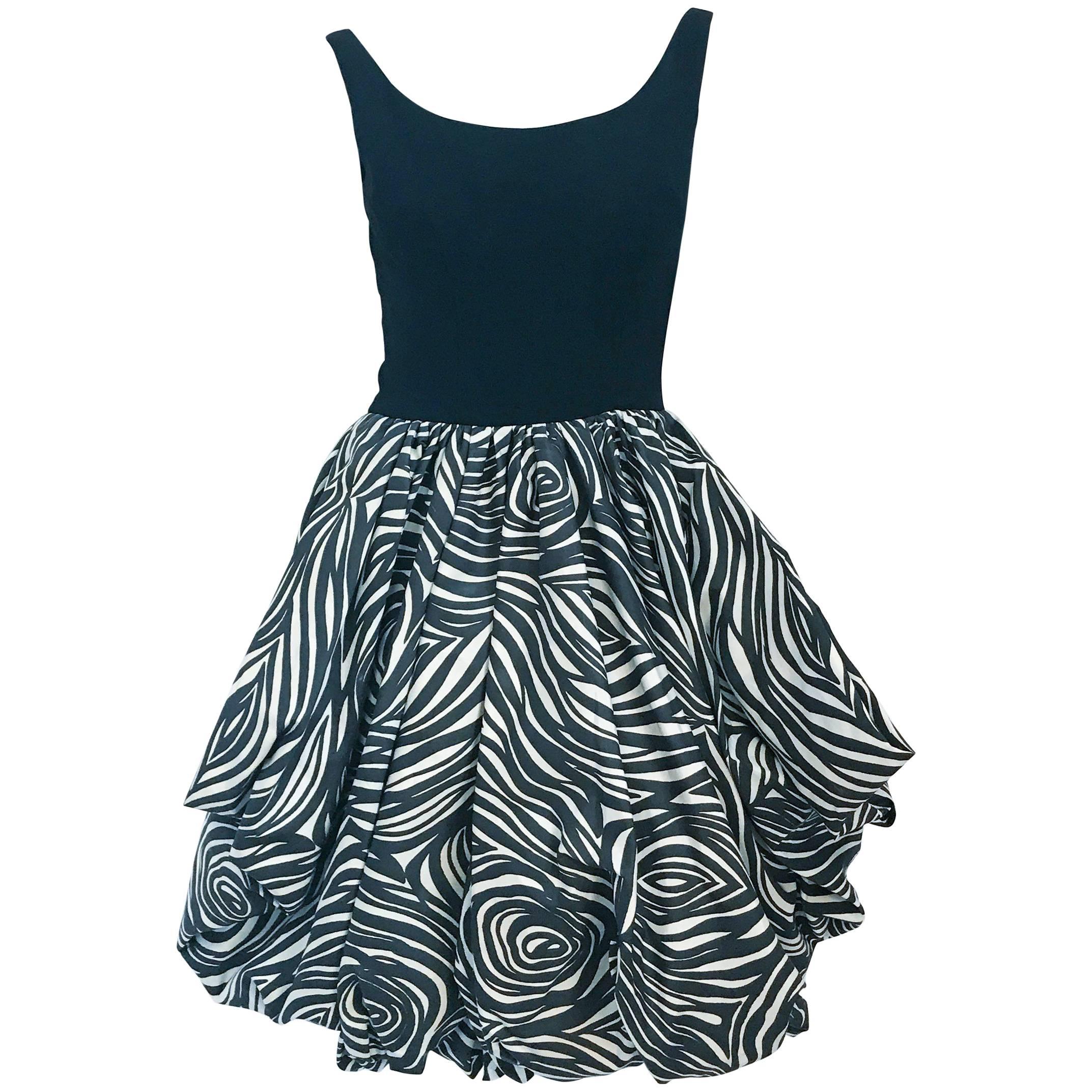 Black and White Bubble Skirt Dress, 1960s  For Sale