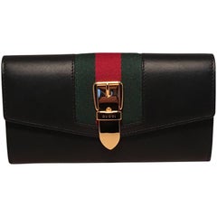 Gucci Navy Blue Leather Long Sylvie Wallet
